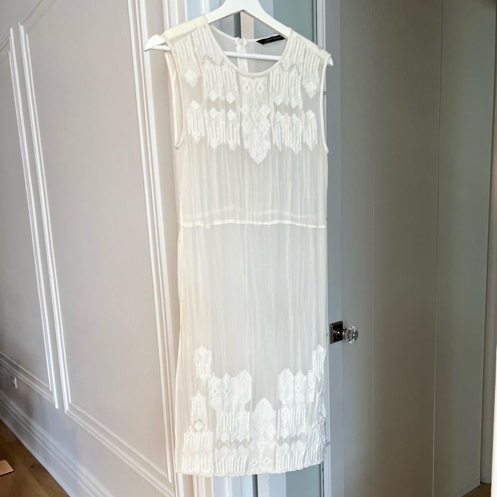 Zara sheer embroidered white tunic